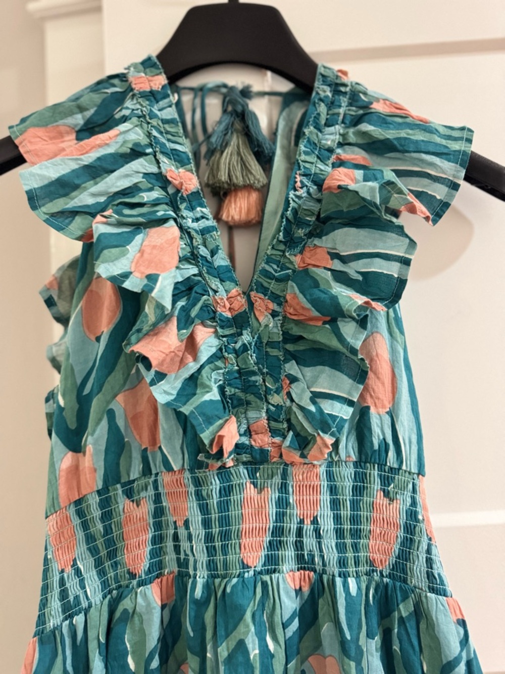 Teal & Pink Floral Ruffle Midi Dress - Picture 7 of 9